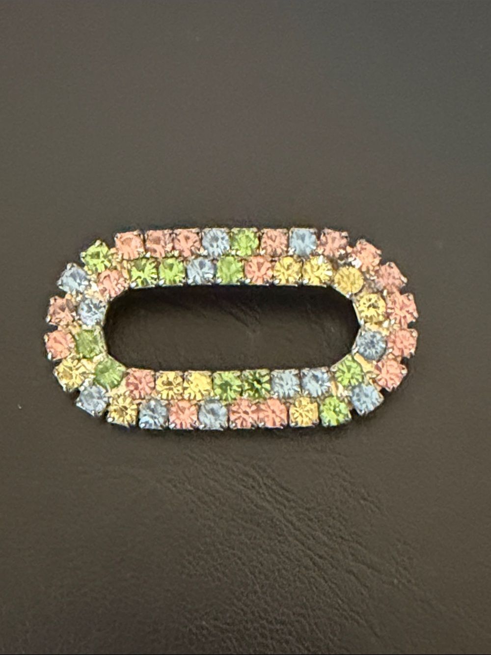 Multicolor Rhinestone Oval Buckle
